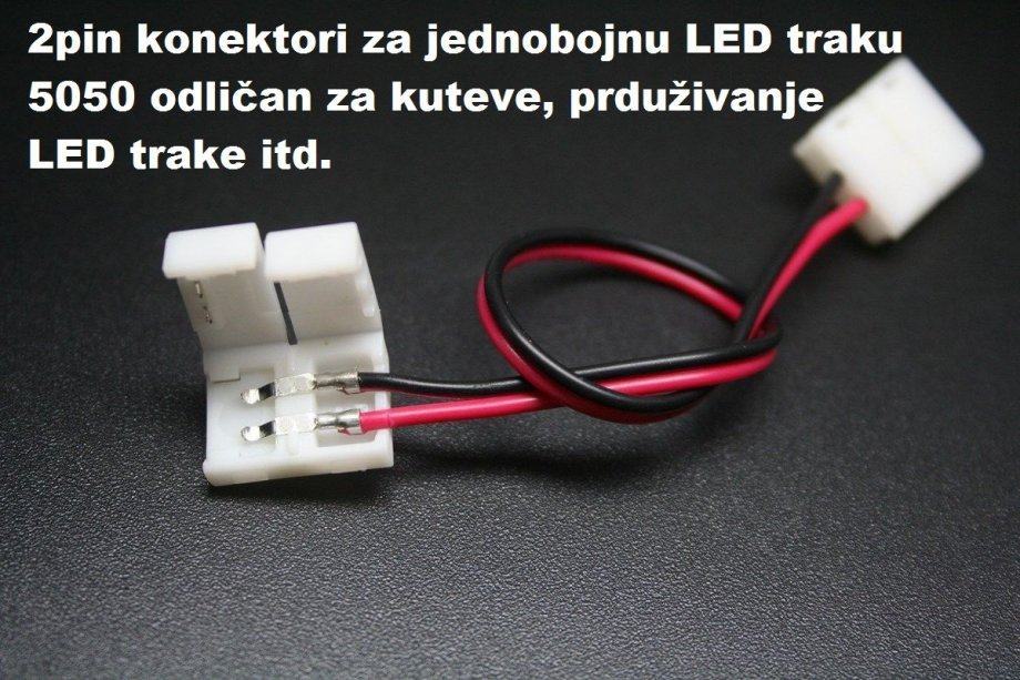 2PIN 10mm LED žićani konektori na kopču za 5050, 5630 JEDNOBOJNU LED