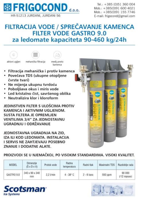 FILTER ZA LEDOMATE do 460kg/24h,filtracija vode i sprečavanje kamenca