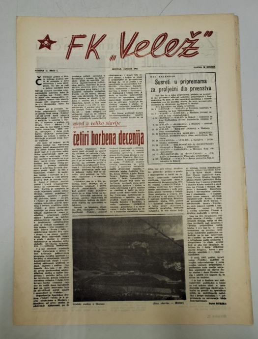 Časopis FK Velež br. 1/1962