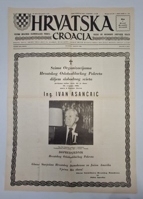 Časopis Hrvatska br. 8/1986. (emigracija)