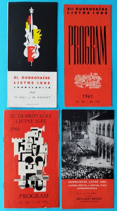 DUBROVAČKE LJETNE IGRE lot od 4. vodiča - programa (1960-1963)