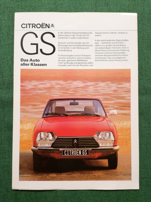 ORIGINAL PROSPEKT CITROEN GS iz 09/1978. godine, BROCHURE