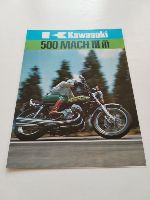 ORIGINALNI PROSPEKT KAWASAKI 500 MACH III MODEL H1 iz 1970-ih BROCHURE