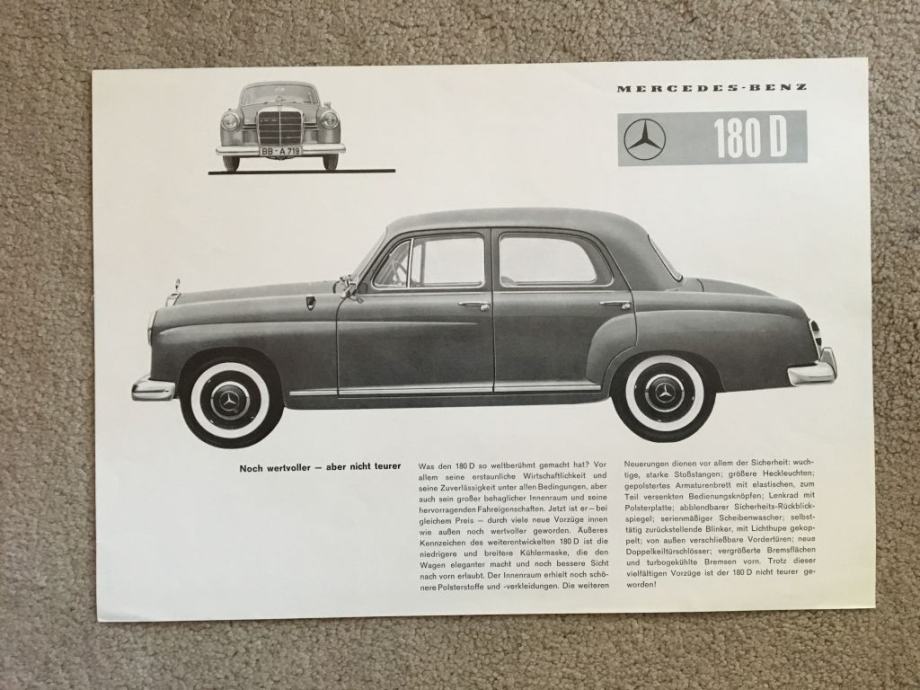 ORIGINALNI PROSPEKT MERCEDES 180 D - Ponton