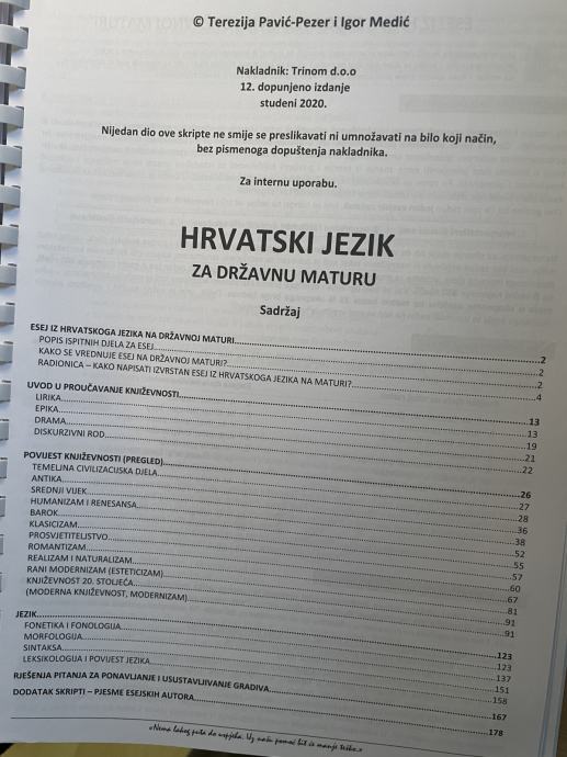 Skripta Za Maturu Trinom 2020., Mat Eng I Hrv