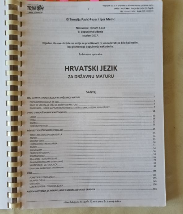 Skripta Za Pripreme Za Državnu Maturu - Matematika, Hrvatski, Engleski