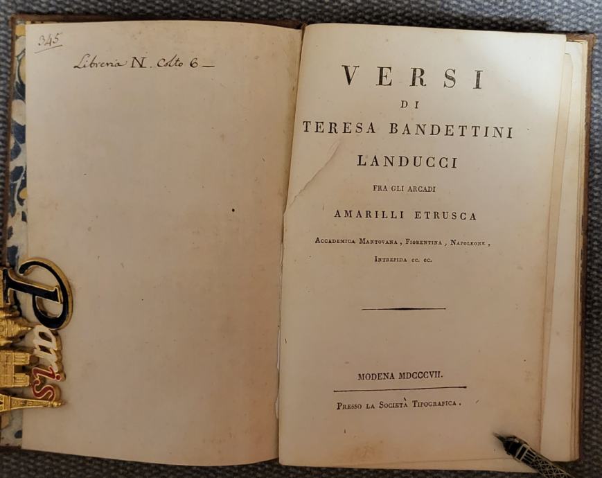 Versi di Teresa Bandettini Landucci - Amarilli Etrusca, 1807.