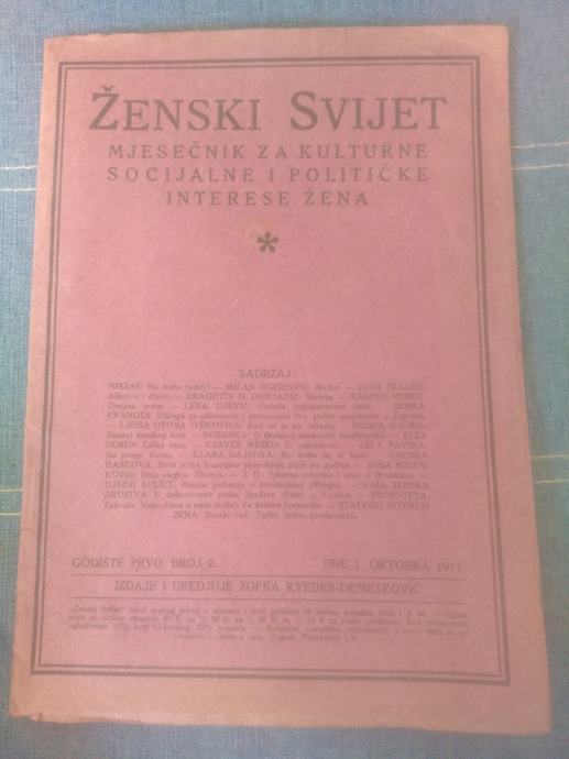 ženski svijet mjesečnik za kulturne socijalne i političke interese žen