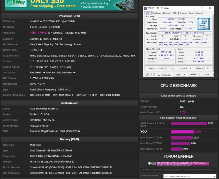 ASUS ROG MAXIMUS IX HERO + Intel® Core™ i7-7700K + NOCTUA + 16GB RAM