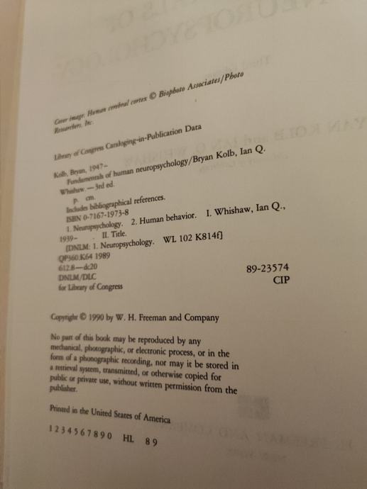 Fundamentals Of Human Neuropsychology B.Kolb & I.Q. Whishaw (1990)