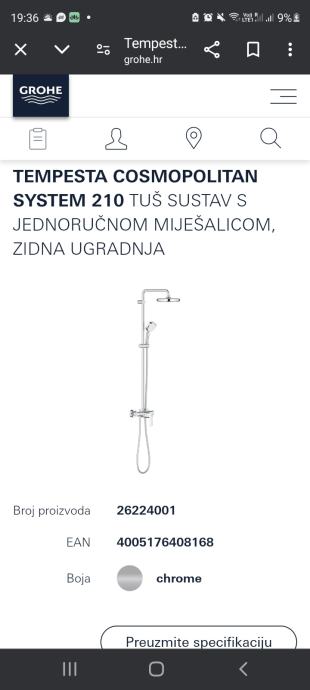 Tus sustav Grohe Tempesta 210