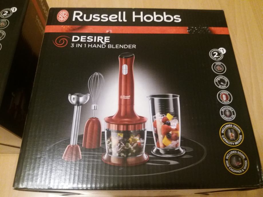 MIKSER RUČNI ŠTAPNI BLENDER SJECKALICA 5 DIJELNI RUSSELL HOBBS NOVO