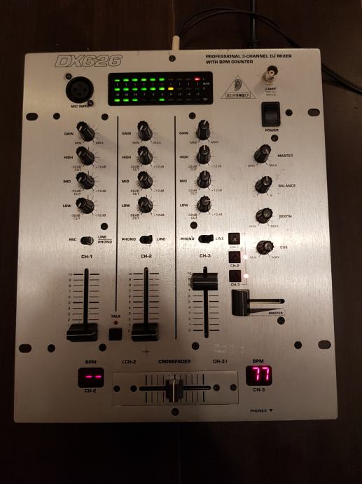 Behringer DX 626 dj mikser professional 3 channel mixer bpm counter