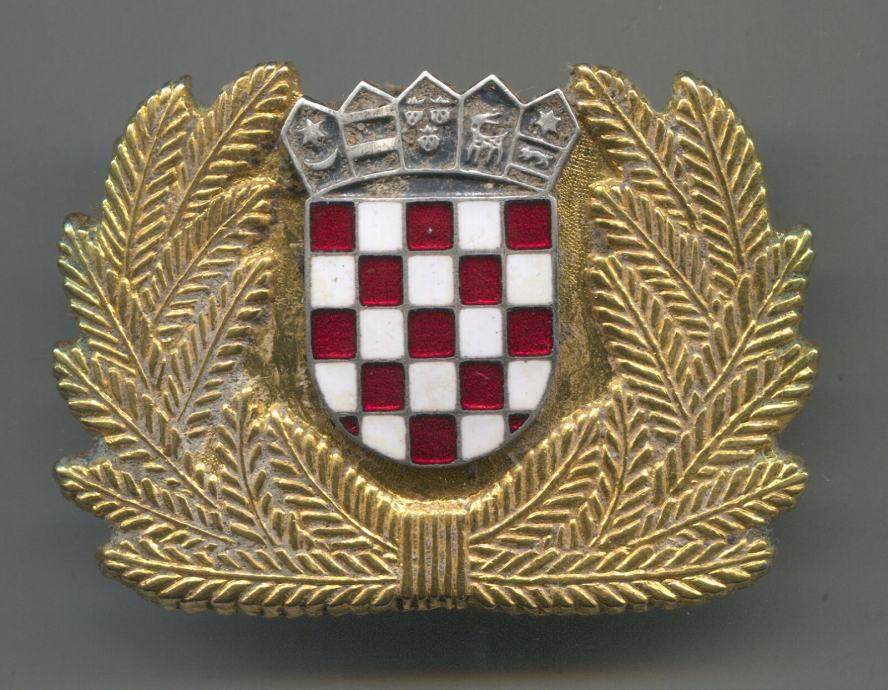 HV Hrvatska - Insignia oznaka za kapu časnika, emajlirana