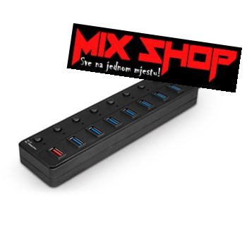 USB HUB 3.0 8 PORT/ULAZA RAZDJELNIK/PUNJAČ s mogućnošću nastavljanja