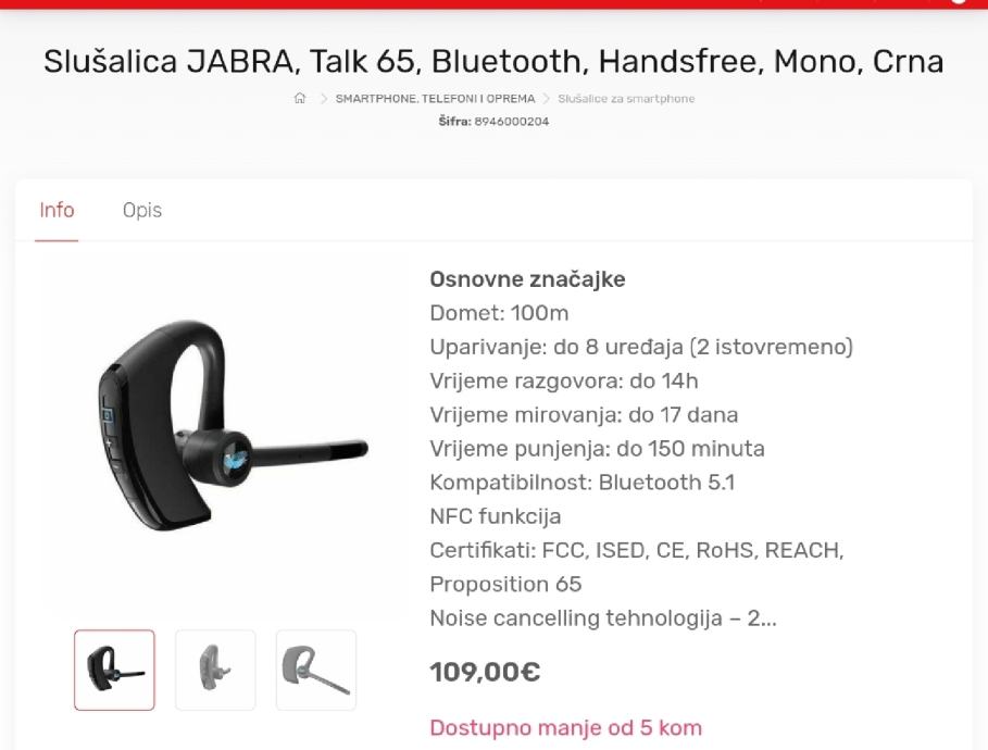 Jabra TAlk 65 nova bluetooth