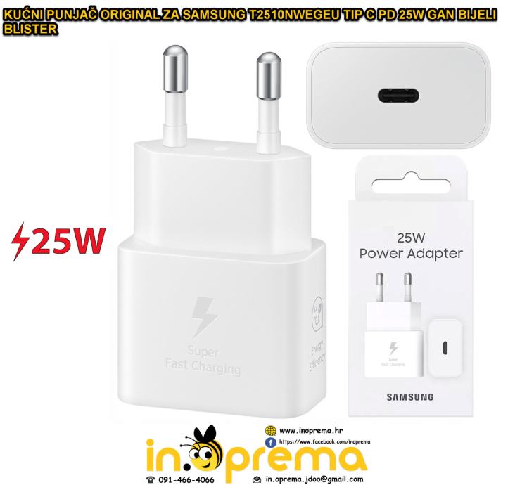 SAMSUNG 25W BRZI PUNJAC KUĆNI PUNJAČ ORIGINAL T2510NWEGEU TIP C PD 25W