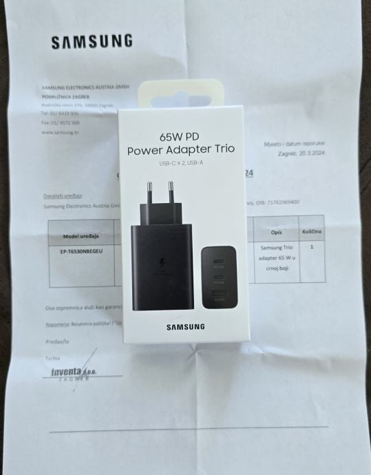 Samsung TRIO adapter 65W PD novo