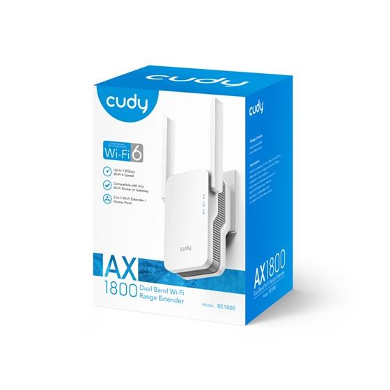 Wireless range extender CUDY RE1800, AX1800 Wi-Fi 6 Mesh repeater