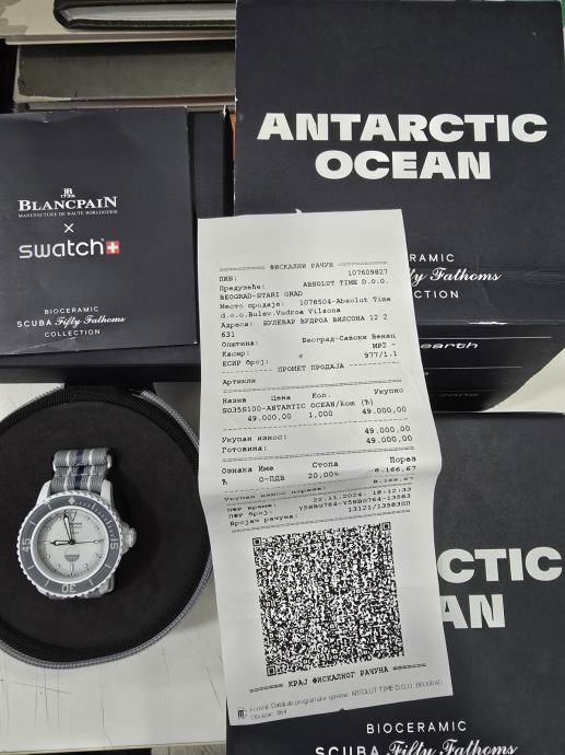 Blancpain x Swatch Antarctic Ocean NOV fiskalni racun