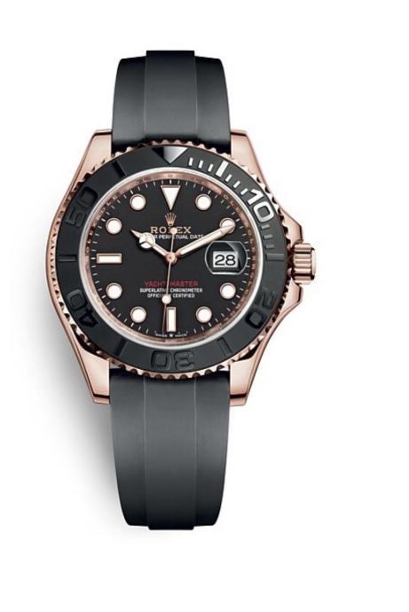 Rolex Yacht-Master Rose Gold Black Dial Oysterflex