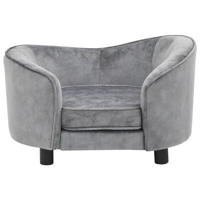 vidaXL Sofa za pse siva 69 x 49 x 40 cm plišana