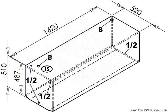 Brodski spremnik za pitku vodu 400l 1620x520x509mm - tankovi za vodu