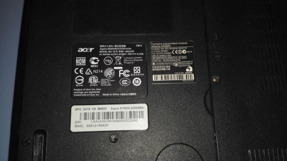 Acer aspire 5730zg 323g25mi апгрейд