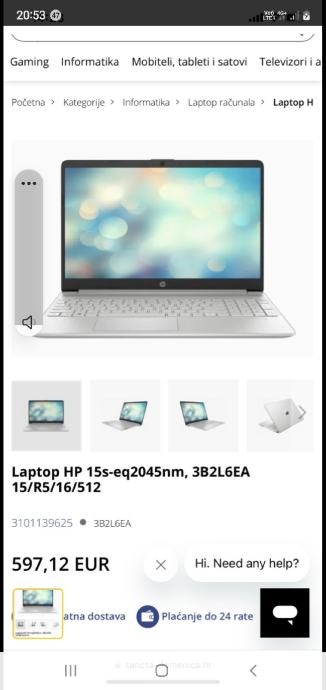 laptop hp 15s-eq-2045mm 16/512 gb