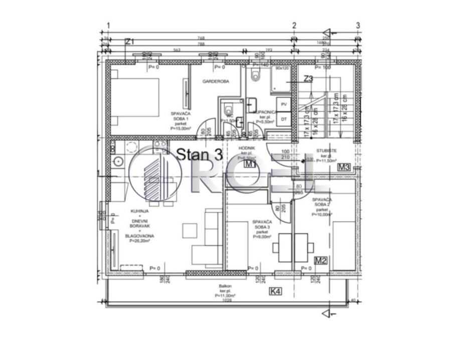 Četverosobni stan, Sveta Klara, NKP 82.70 m2 (prodaja)