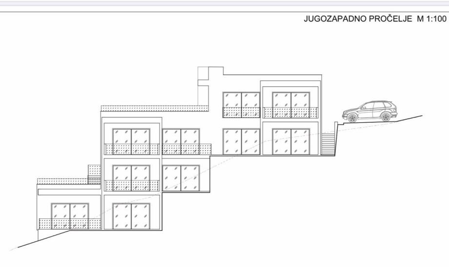 Građevinsko zemljište s započetim projektom za villu s 5 apartmana