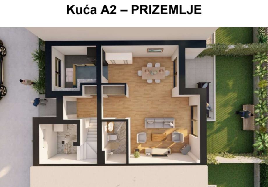 MODERNE KUĆE U NIZU - KUĆA (A2) 119,72M2, VRT 43,73M2, PARKING (prodaja)