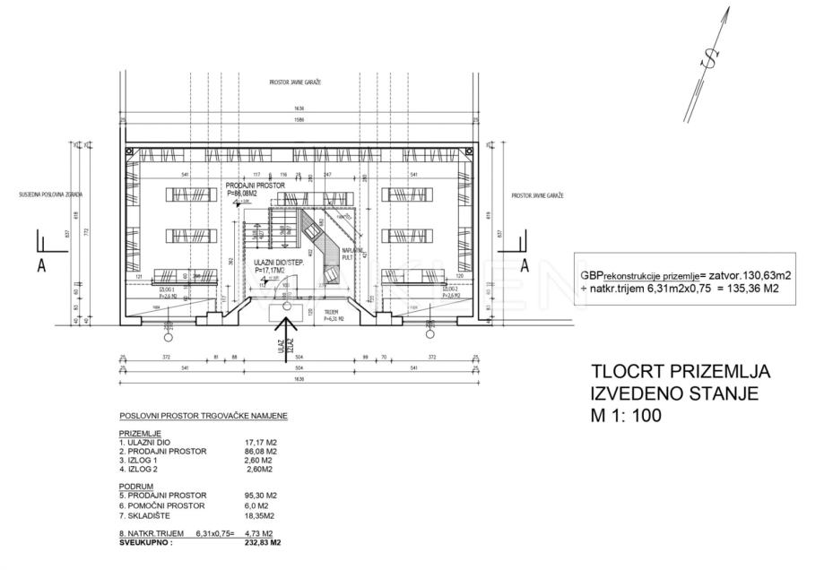 NAJAM, POSLOVNI PROSTOR, ZAGREB (Centar), 232 m2 (iznajmljivanje)