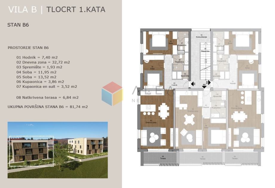 Novogradnja s pogledom na more! Stan na 1 katu, 81,74 m2 (prodaja)