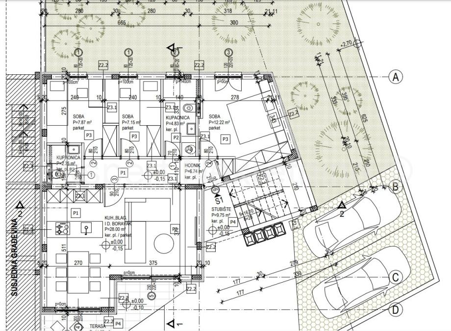 Podstrana, Strožanac, trosoban stan 84 m2 s vrtom i parking mjestom (prodaja)