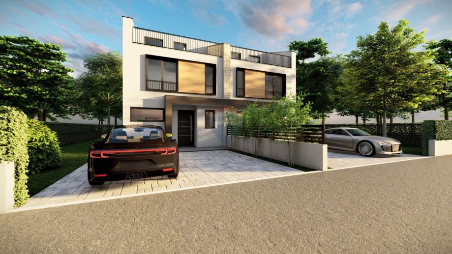 Poreč, okolica, moderna duplex kuća u izgradnji sa pogledom na more (prodaja)