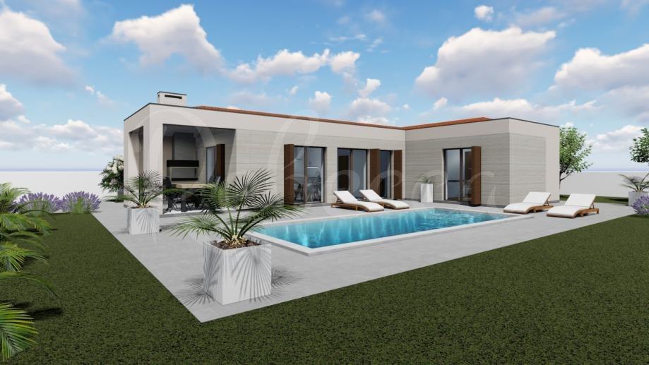 Prizemna kuća s bazenom u gradnji, NOVO (prodaja)