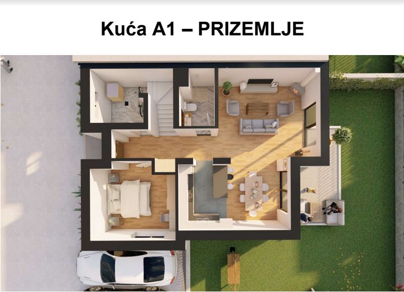 MODERNE KUĆE U NIZU - KUĆA (A1) 133,77M2, VRT 102,87M2, PARKING (prodaja)