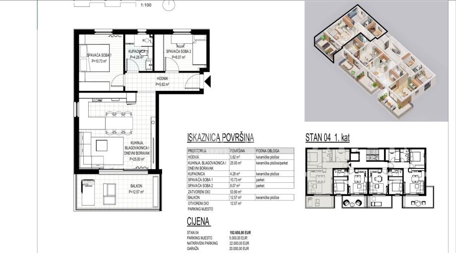 SEGET DONJI*** Dvosobni stan na prvom katu, 66,47m2 , 200m od mora, S4 (prodaja)