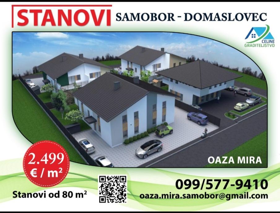 PRILIKA !!!!Stanovi: Samobor- Domaslovec, 87.00 m2, novogradnja (prodaja)