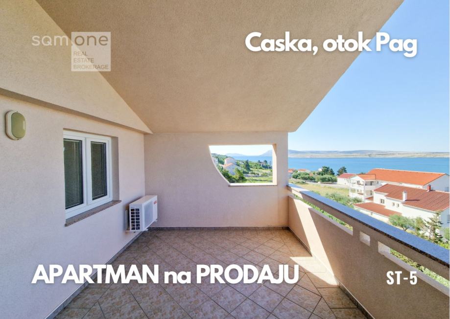 Sunčani apartman s pogledom na more u Caski, otok Pag, 63.18 m2