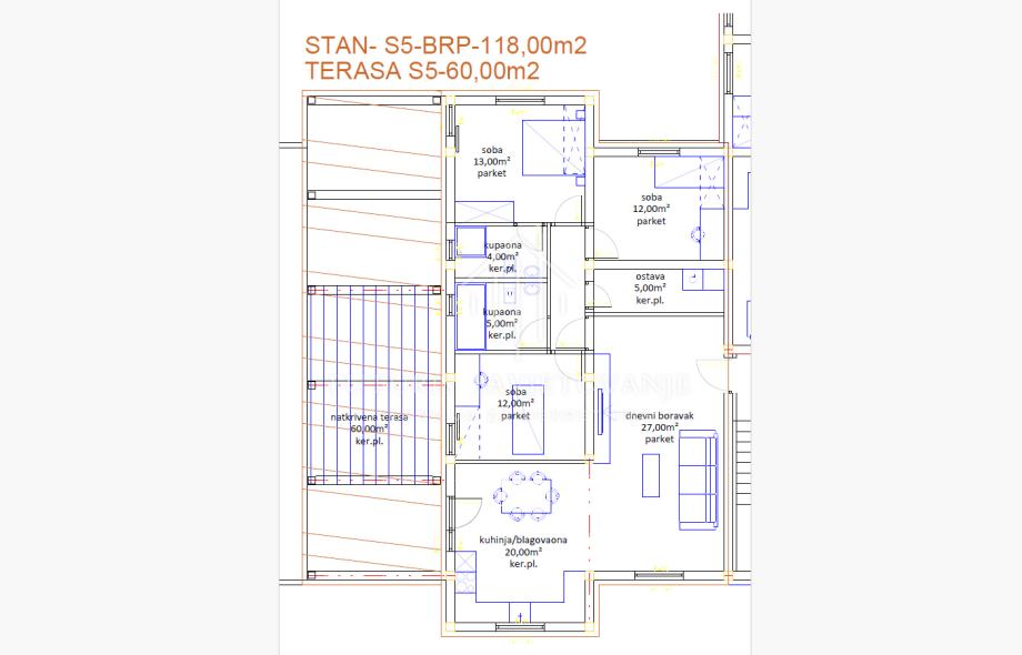 Sv. Nedelja, Stupnik, 4-s stan, 118 m2, 1.kat+2 PM (S5) (prodaja)