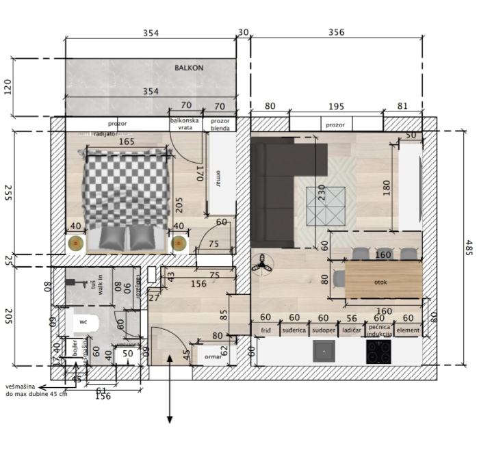 TOP! STAN MAKSIMIR, PANČIĆEVA, 2-soban + BALKON, 38.19 m2 (prodaja)