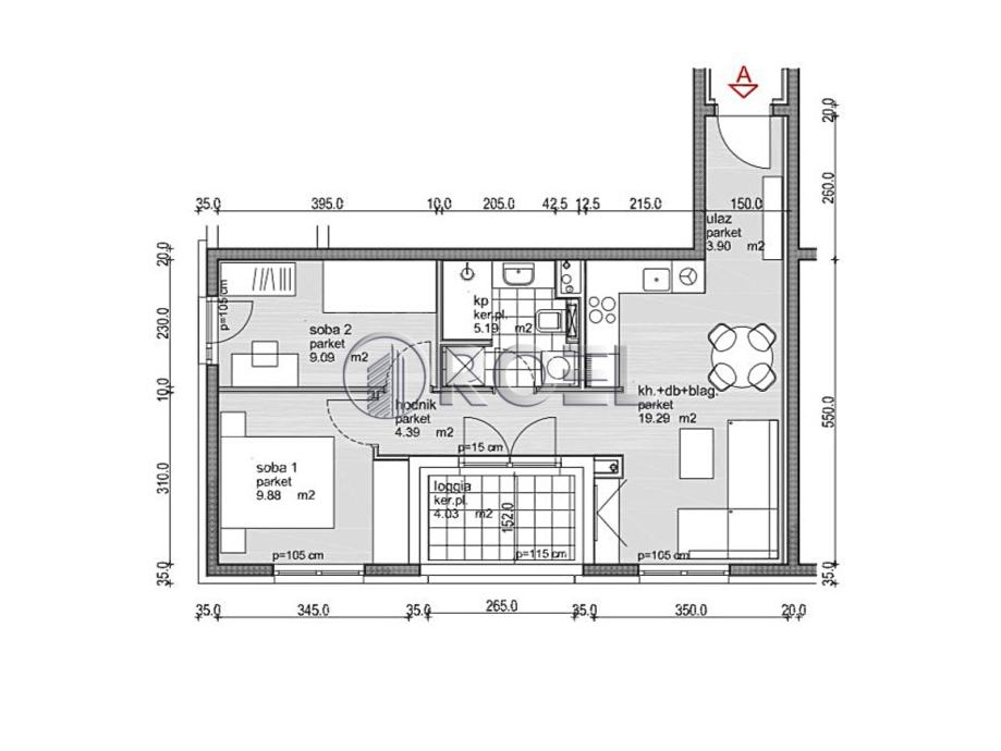 Trosobni stan: Zagreb, Trešnjevka, NKP 55.77 m² (prodaja)