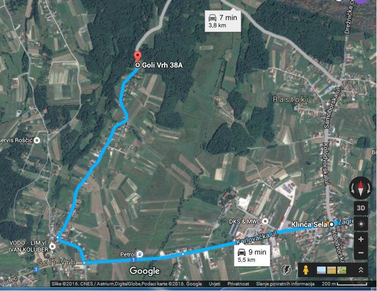 legalizirani objekti karta Vikendica s voćnjakom, Goli Vrh u blizini Klinča Sela, 1079 m2 legalizirani objekti karta