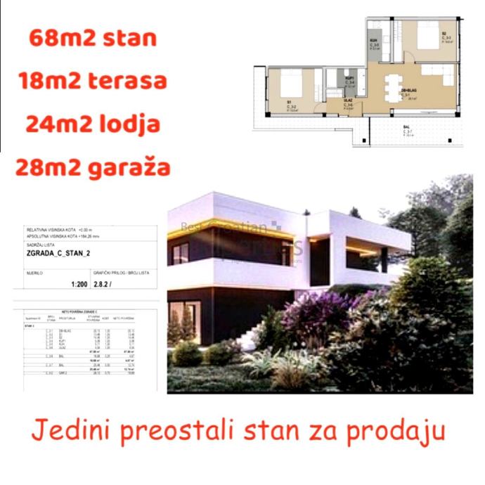 VRAPČE: KVALITETNI STAN U NOVOGRADNJI, S 2 BAČKONA. 85 m2 (prodaja)