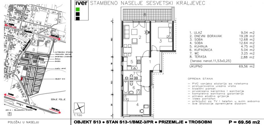 Zagreb, Sesvetski Kraljevec, Trosoban Stan, 69.56 m2 (prodaja)