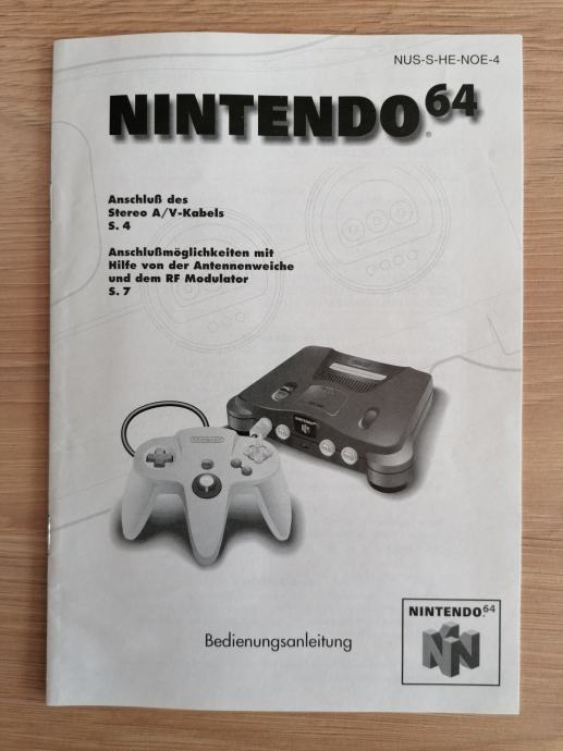 NOVO - NINTENDO 64 KONZOLA UPUTSTVO ZA UPOTREBU UPORABU ORIGINAL