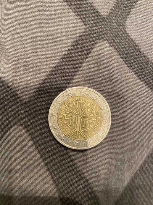 2 euro 1999 France, RF Liberte Egalite Fraternite jako rijetko