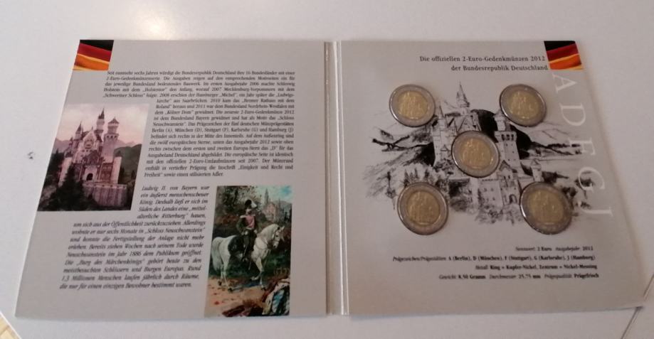 2 euro SET kovanica UNC - "Njemačke pokrajine" Bayern, 2012. god.